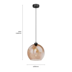 Hængelampe Cubus, rav, glas, Ø 30 cm, E27