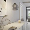 Hængelampe Cubus, røggrå, glas, Ø 30 cm, E27