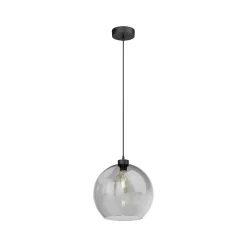 Hængelampe Cubus, røggrå, glas, Ø 30 cm, E27