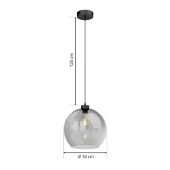 Hængelampe Cubus, røggrå, glas, Ø 30 cm, E27