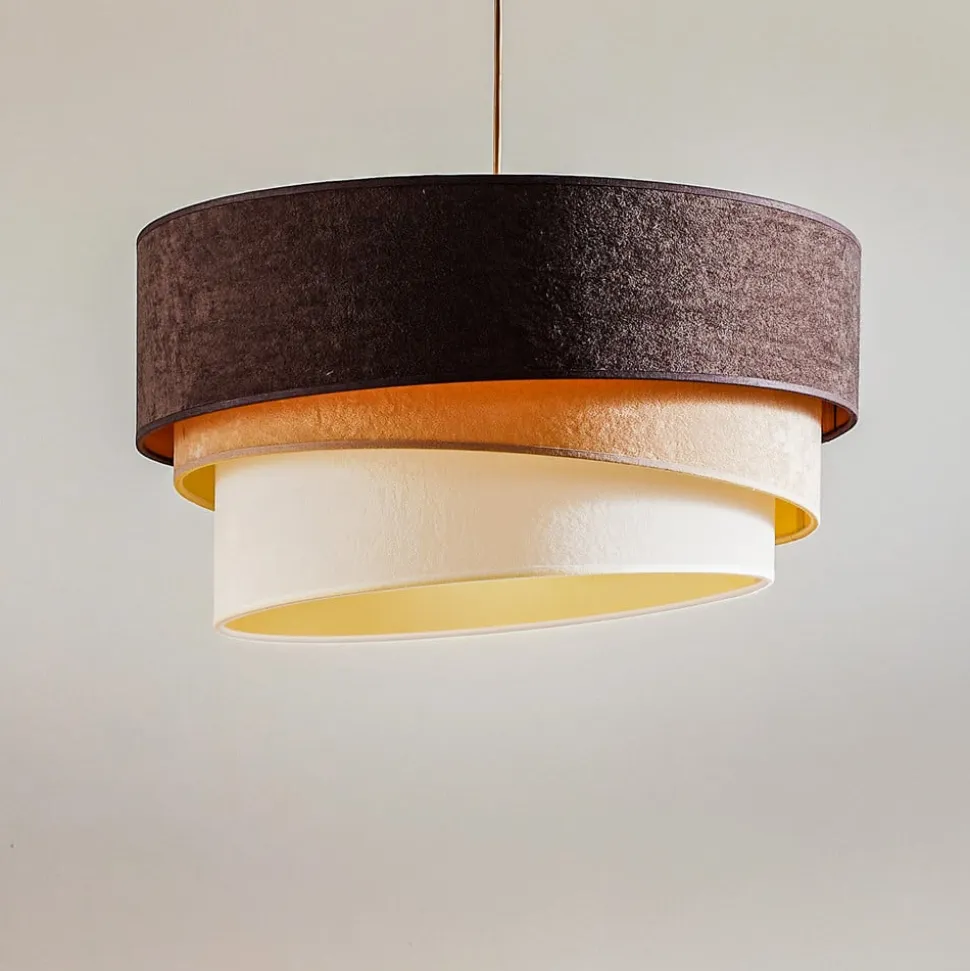 Hængelampe Devon, brun/beige/ecru/guld Ø45cm