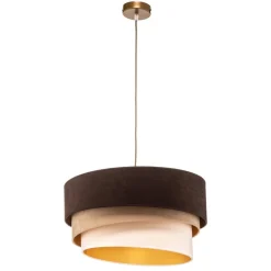 Hængelampe Devon, brun/beige/ecru/guld Ø45cm