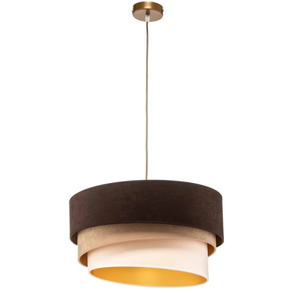 Hængelampe Devon, brun/beige/ecru/guld Ø45cm