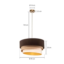 Hængelampe Devon, brun/beige/ecru/guld Ø45cm