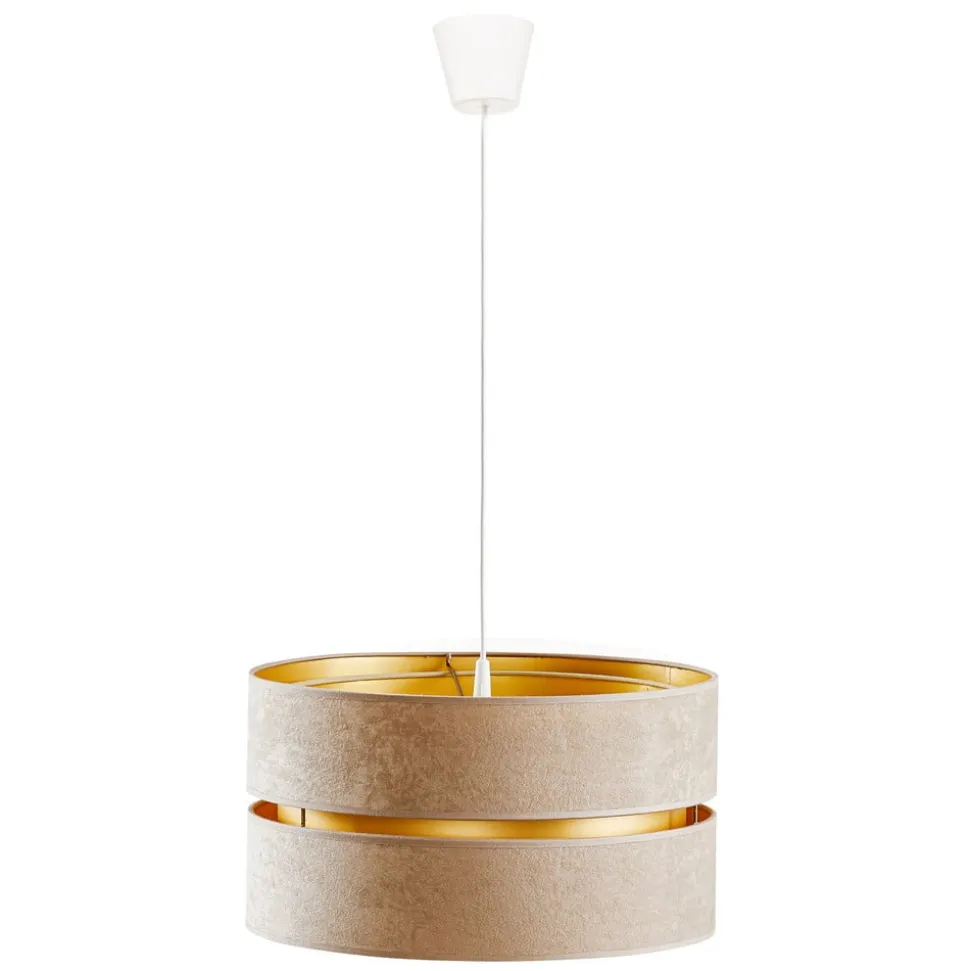 Hængelampe Duo, beige/guld, Ø40cm, 1 lyskilde
