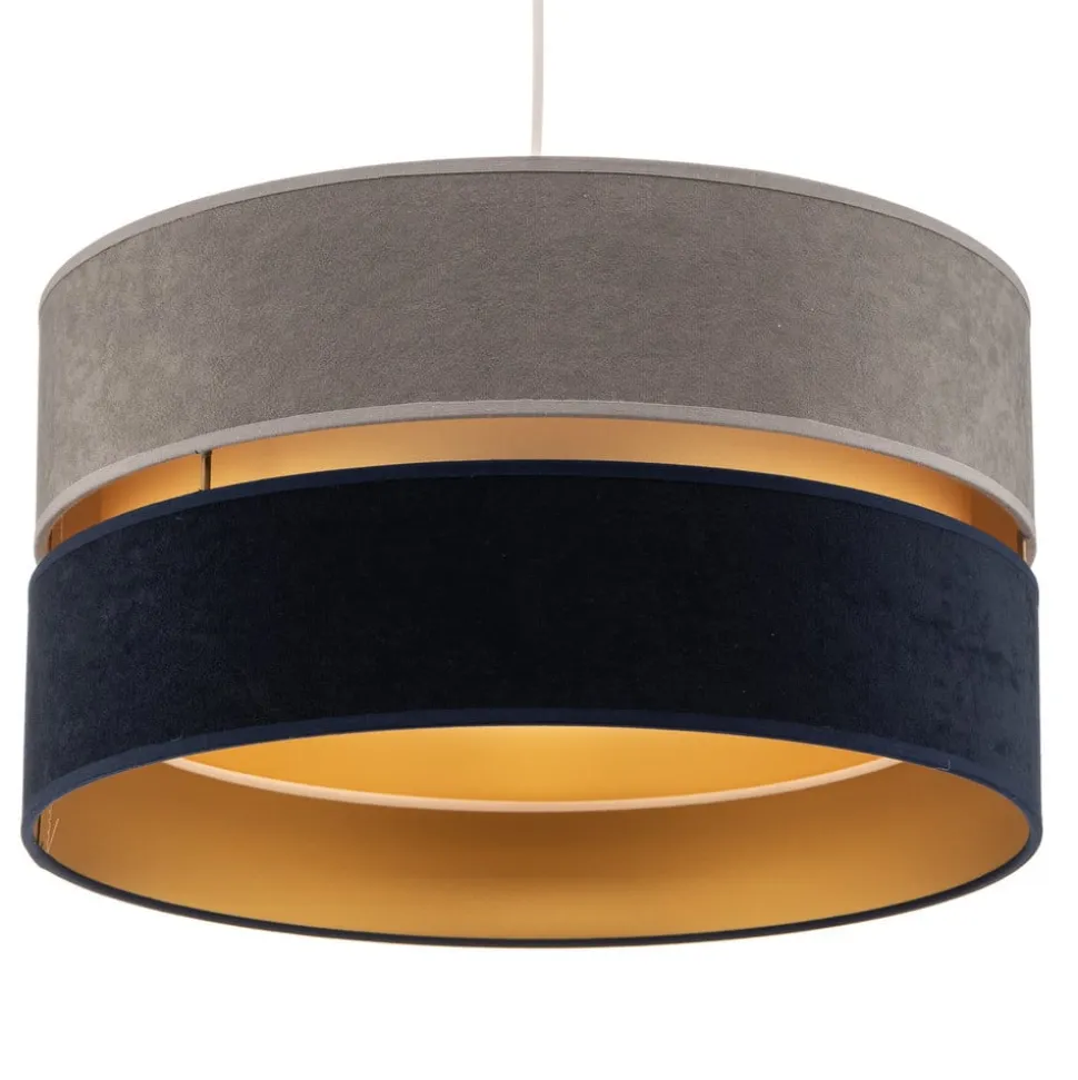 Hængelampe Duo marineblå/grå/guld Ø40cm 1flammig