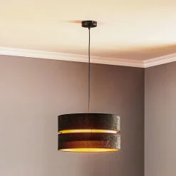 Hængelampe Duo, sort/guld, Ø40cm, 1 lyskilde