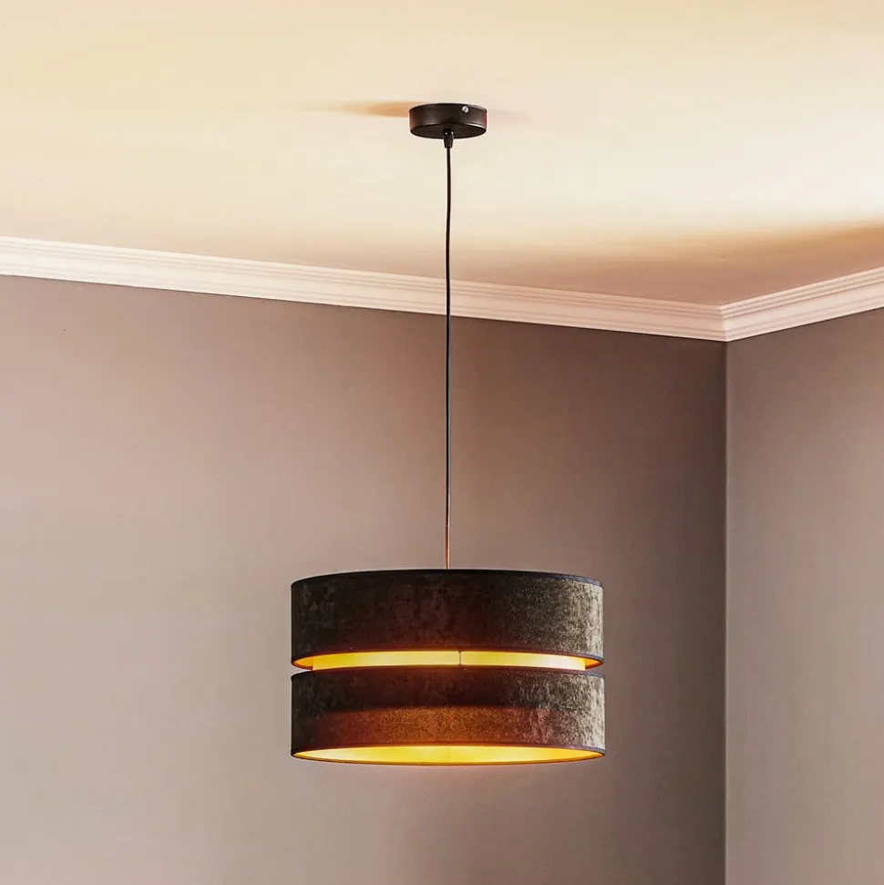 Hængelampe Duo, sort/guld, Ø40cm, 1 lyskilde