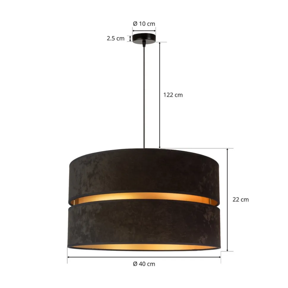 Hængelampe Duo, sort/guld, Ø40cm, 1 lyskilde