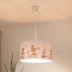 Hængelampe Ferdi Kids, tekstil, hvid, farvet