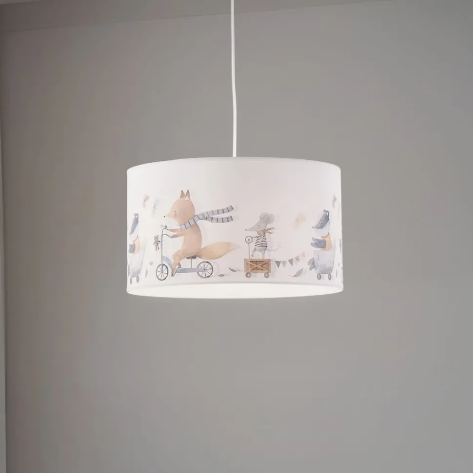 Hængelampe Ferdi Kids, tekstil, hvid, farvet