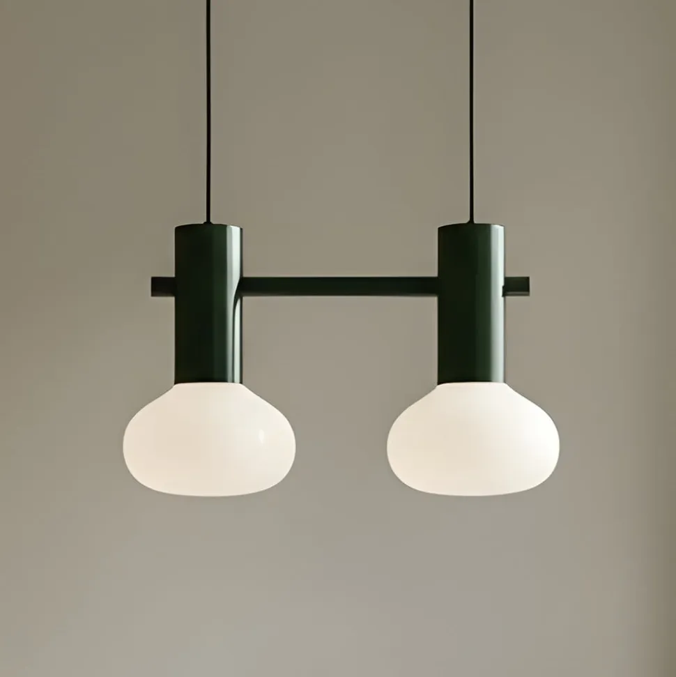 Hængelampe Flo, grøn, 2 lyskilder, glas