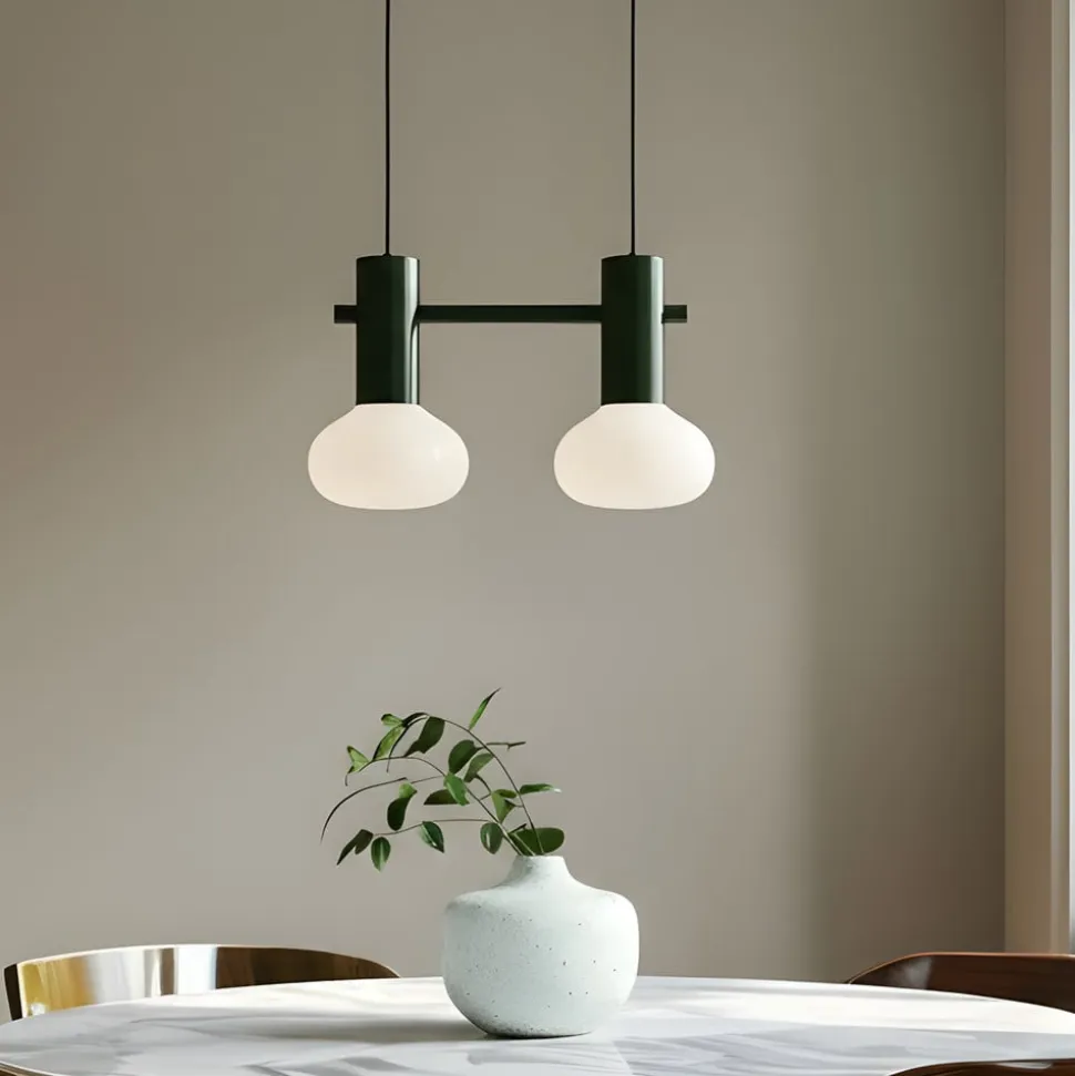 Hængelampe Flo, grøn, 2 lyskilder, glas