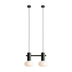 Hængelampe Flo, grøn, 2 lyskilder, glas