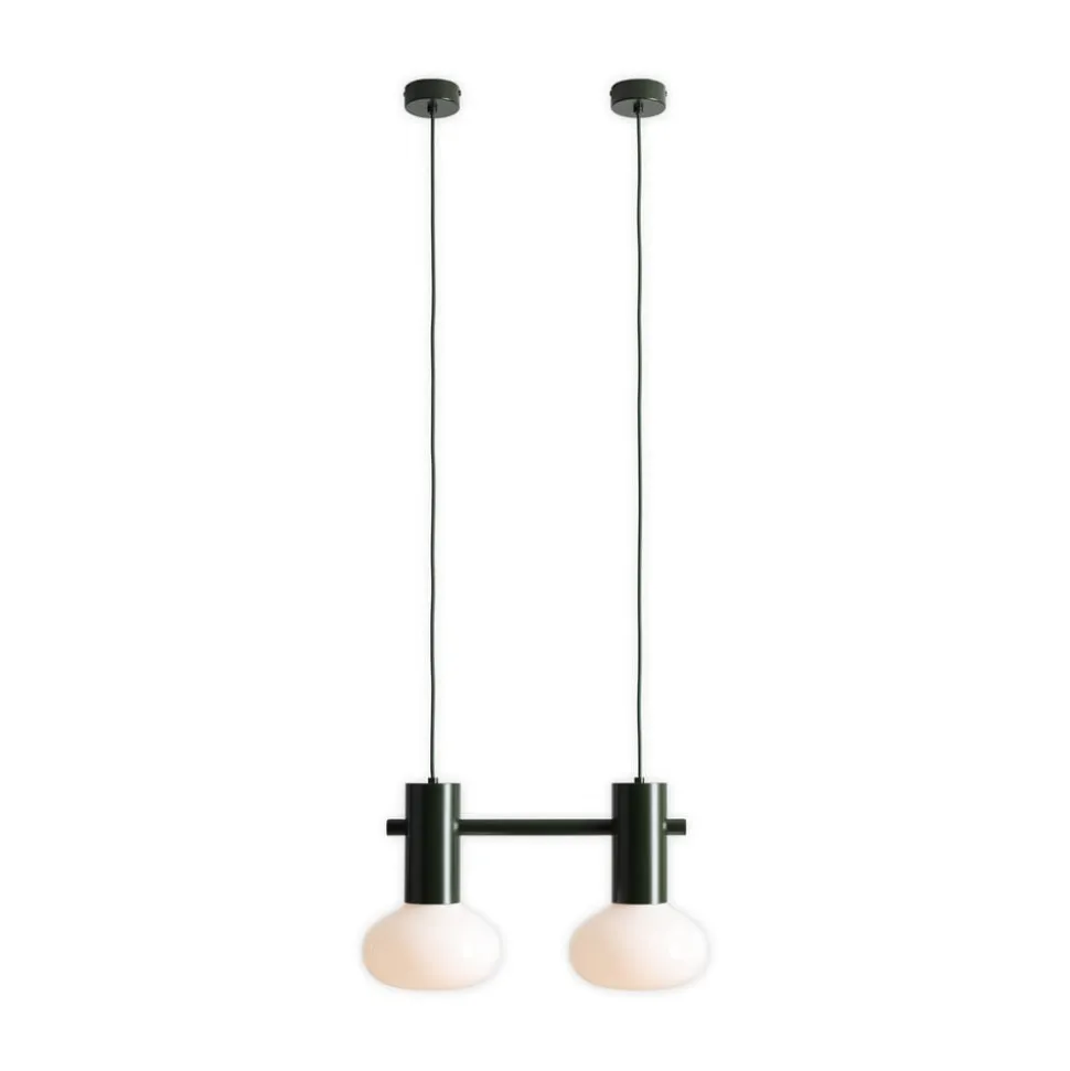 Hængelampe Flo, grøn, 2 lyskilder, glas
