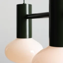 Hængelampe Flo, grøn, 2 lyskilder, glas