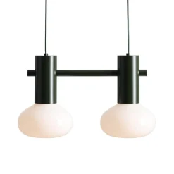Hængelampe Flo, grøn, 2 lyskilder, glas