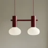 Hængelampe Flo, rød, 2 lyskilder, glas