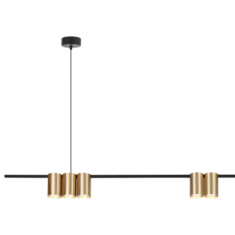 Hængelampe Genesis, aluminium sort/guld, 7 x GU10, længde 150 cm