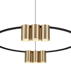 Hængelampe Genesis, aluminium, sort/guld, 10 x GU10, Ø 60 cm
