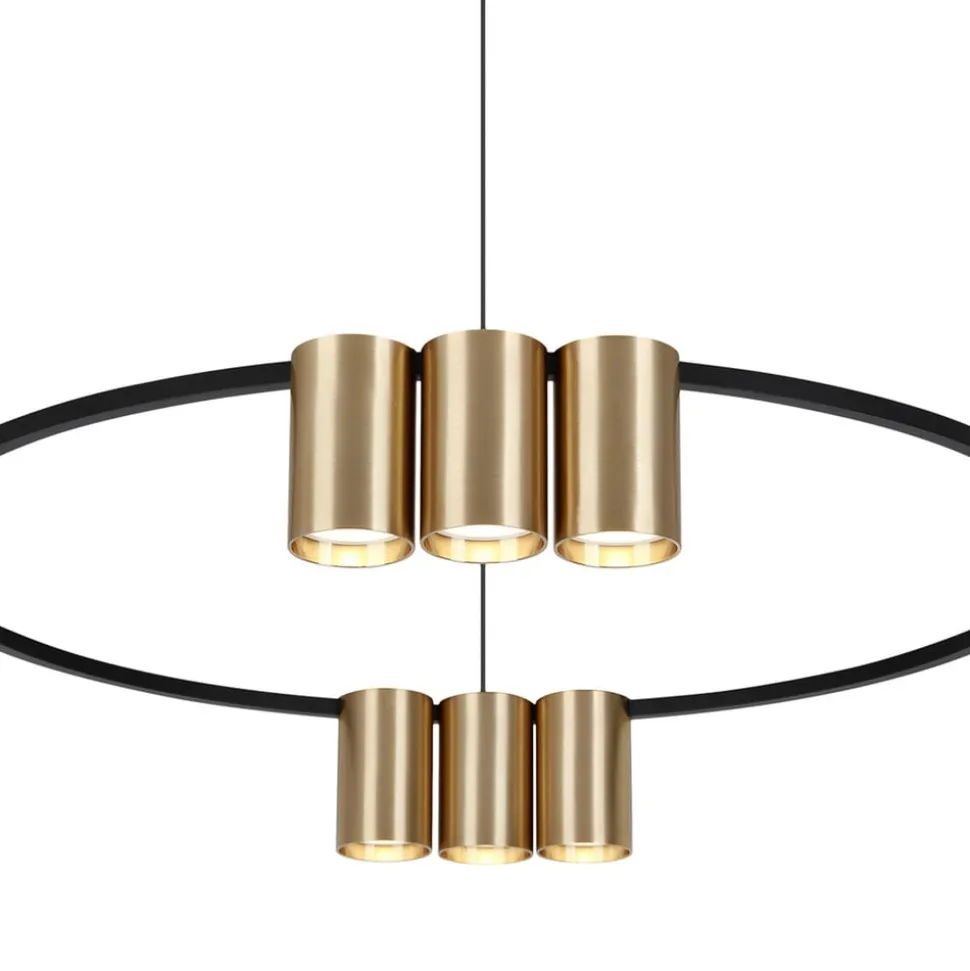 Hængelampe Genesis, aluminium, sort/guld, 10 x GU10, Ø 60 cm