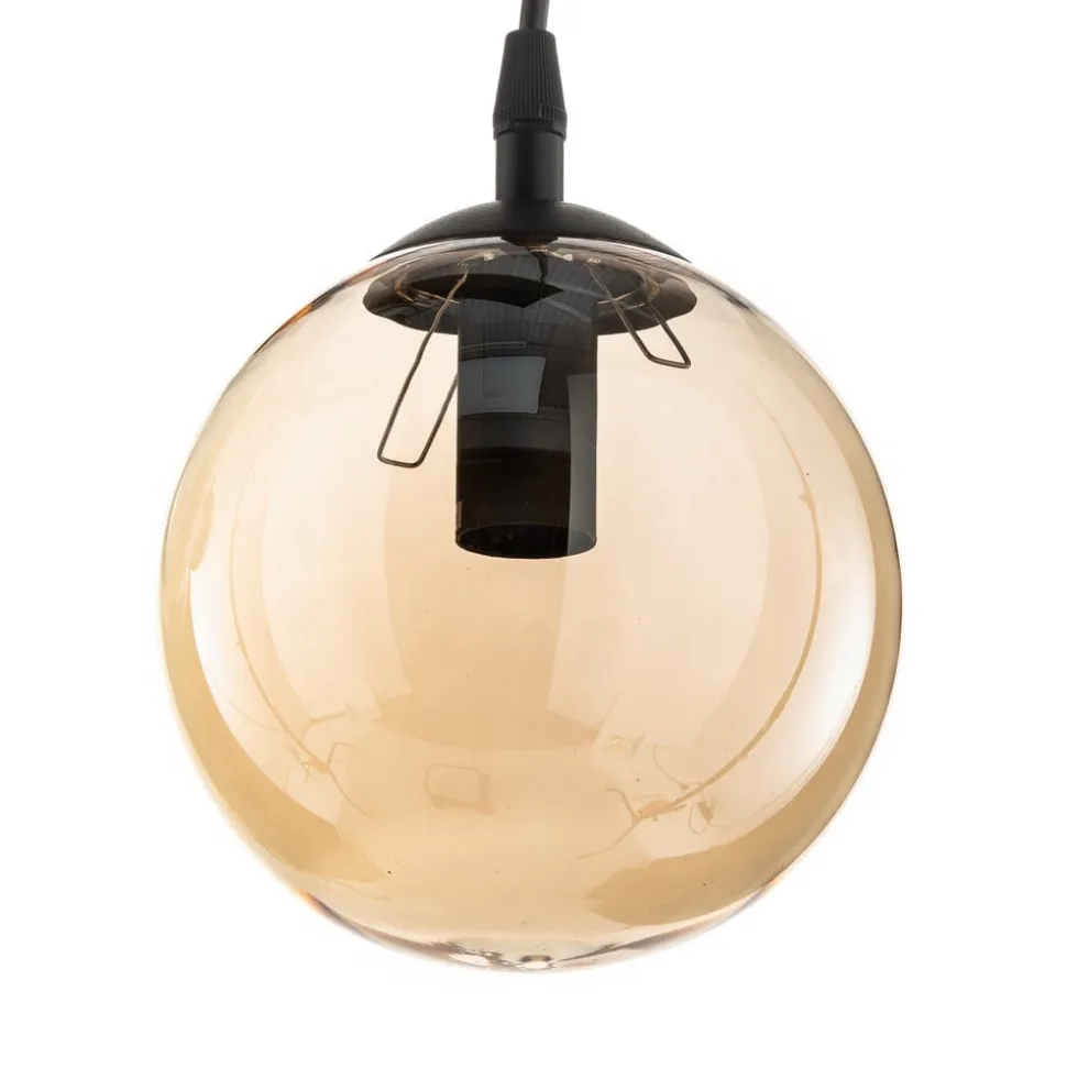 Hængelampe Glassy, 6 lyskilder, grafit/amber/klar, glas, 75 cm