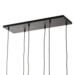 Hængelampe Glassy, 6 lyskilder, grafit/amber/klar, glas, 75 cm