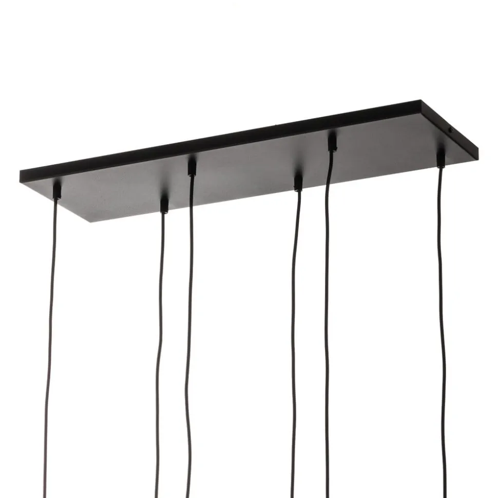 Hængelampe Glassy, 6 lyskilder, grafit/amber/klar, glas, 75 cm