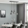 Hængelampe Glassy, 6 lyskilder, sort, grafit, glas, 75 cm