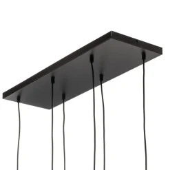 Hængelampe Glassy, 6 lyskilder, sort, grafit, glas, 75 cm