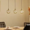 Hængelampe Glassy, 3 lyskilder, lige, sort, grafit, glas