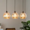 Hængelampe guld 022 3 lyskilder lineært glas Ø20cm