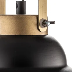 Hængelampe Iron, sort/hvid/antikk messing