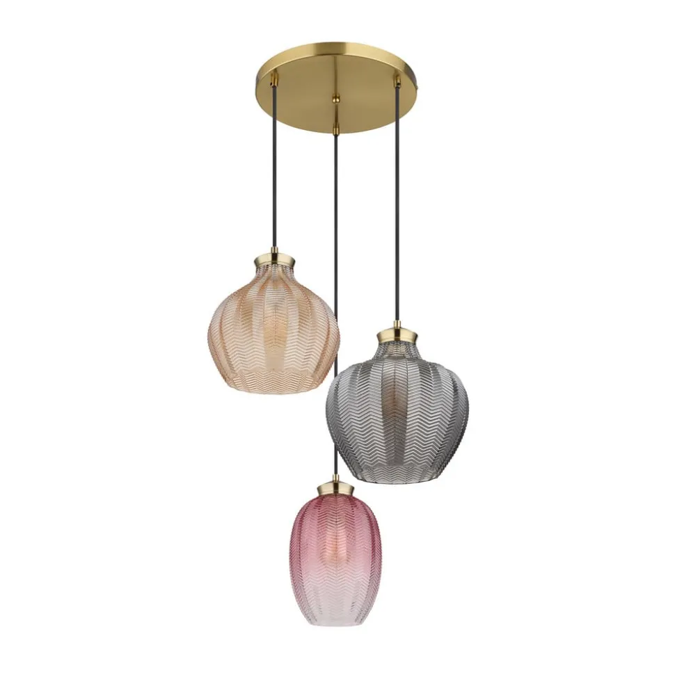 Hængelampe Jessica, Ø 45 cm, farverig, 3 lyskilder, glas