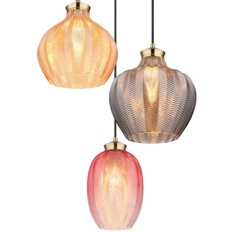 Hængelampe Jessica, Ø 45 cm, farverig, 3 lyskilder, glas
