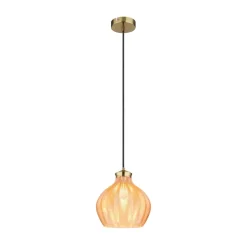 Hængelampe Jessica, Ø 22 cm, ravfarvet, glas