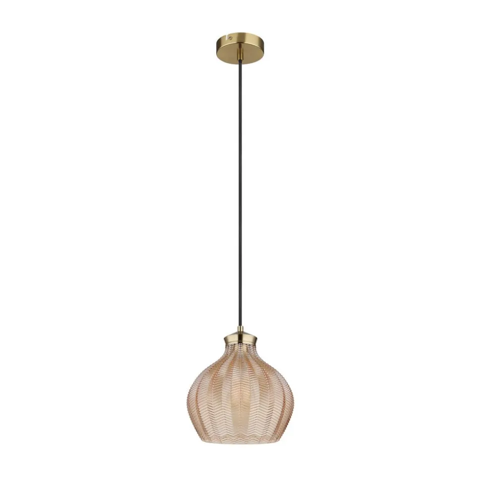 Hængelampe Jessica, Ø 22 cm, ravfarvet, glas