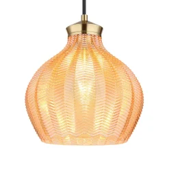 Hængelampe Jessica, Ø 22 cm, ravfarvet, glas