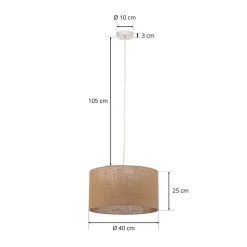 Hængelampe Jute cylinder naturbrun Ø40cm 1 lyskilde.