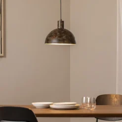 Hængelampe Kure, sort-brun, metal, Ø 30 cm, E27