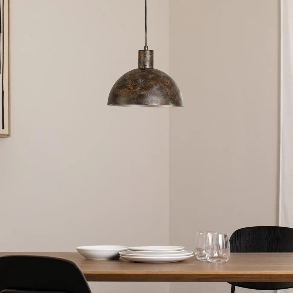 Hængelampe Kure, sort-brun, metal, Ø 30 cm, E27