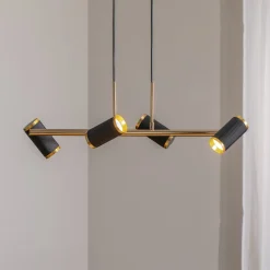 Hængelampe Lume sort/guld antik længde 66 cm 4 lyskilder metal