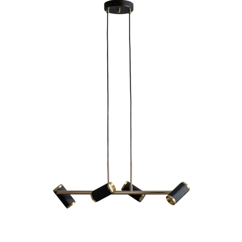 Hængelampe Lume sort/guld antik længde 66 cm 4 lyskilder metal