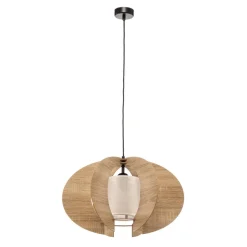 Hængelampe Modern C M med trælameller Ø 50 cm