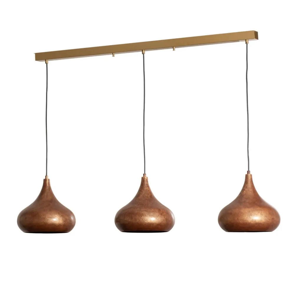 Hængelampe Muba, gammel messing, længde 120 cm, metal