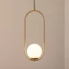 Hængelampe Mudoni, guld/hvid, glas, metal, E27