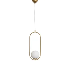 Hængelampe Mudoni, guld/hvid, glas, metal, E27
