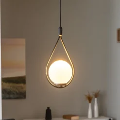 Hængelampe Mudoni MR-937 1 lyskilde sort/opalglas