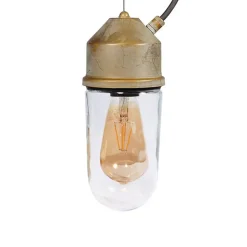 Hængelampe 1951N, antik messing, lige glas, klar