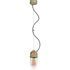 Hængelampe 1951N, antik messing, lige glas, klar